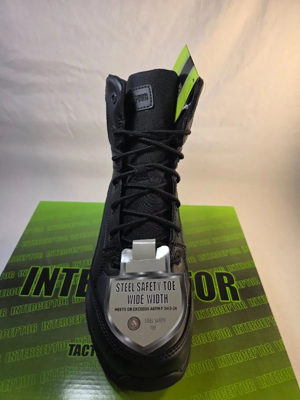 Interceptor Men's Black Leather Tactical Steel Toe Boots Force 2.0 Size 8.5 NWT